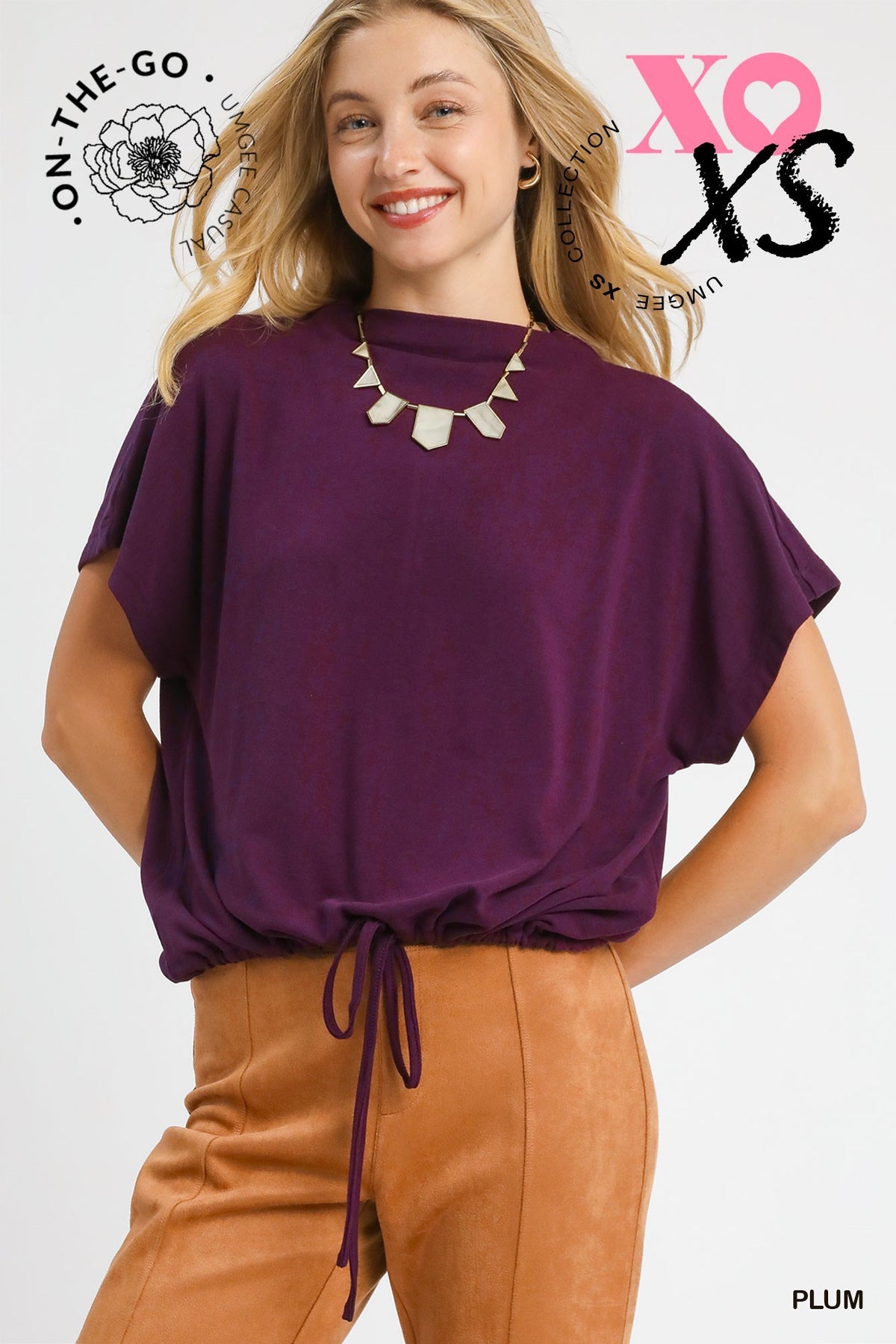 Aurora  Drawstring Waist Top Plum