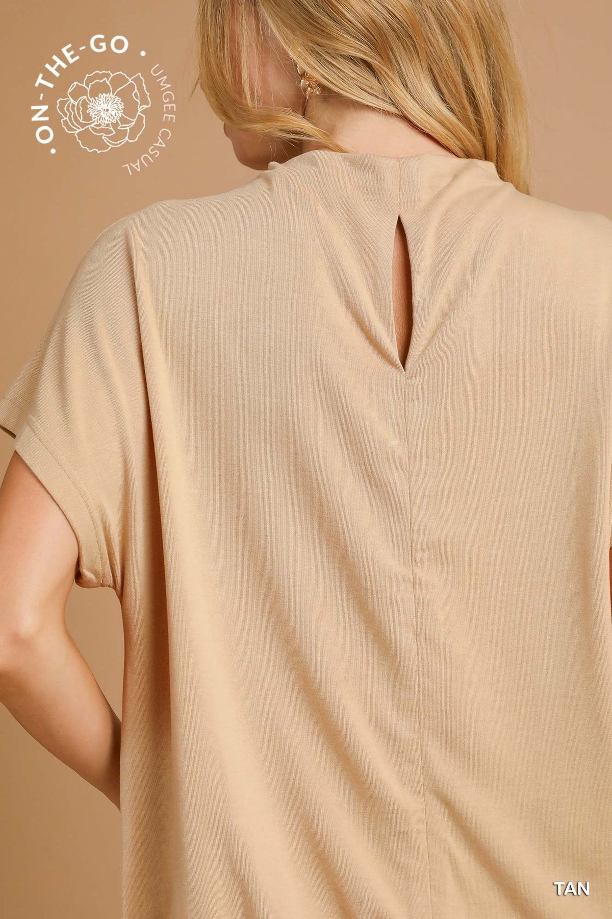 Aurora  Drawstring Waist Top Tan