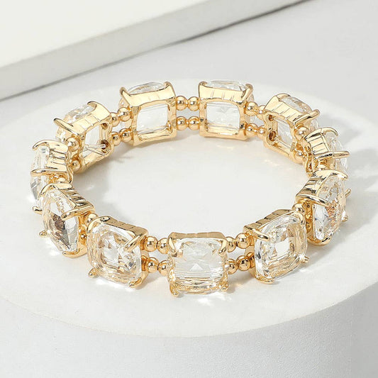Cushion Square Stone Stretch Evening Bracelet: GCL