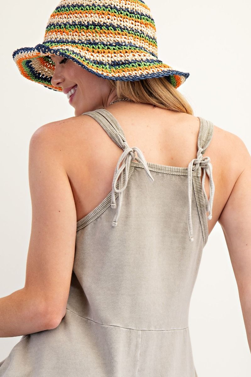 Noa Grey Sleeveless Mineral Washed Palazzo Jumpsuit