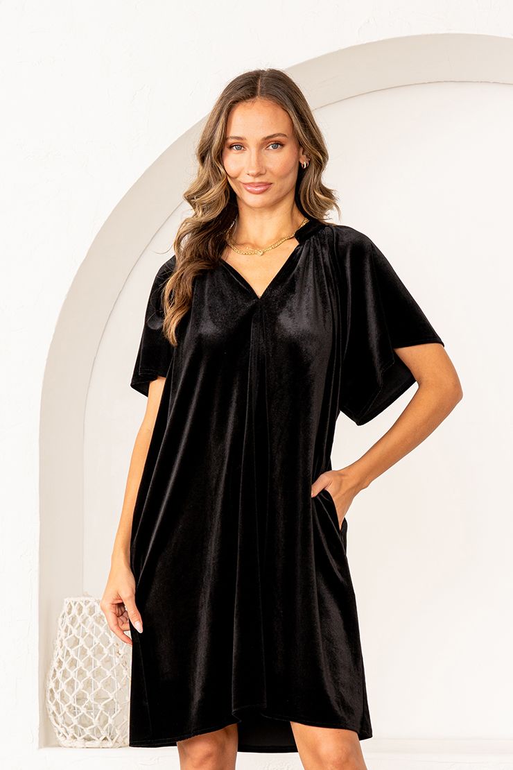 Karly Black Velvet Dress