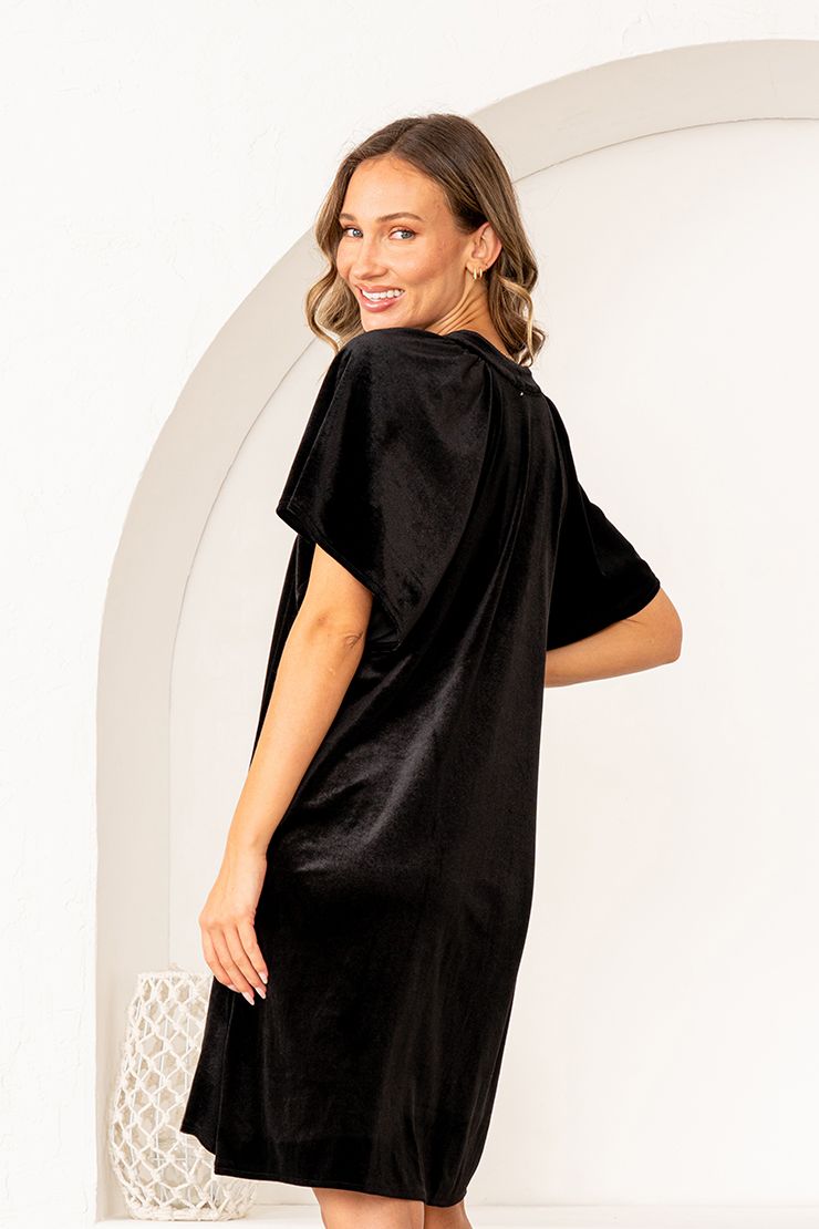 Karly Black Velvet Dress