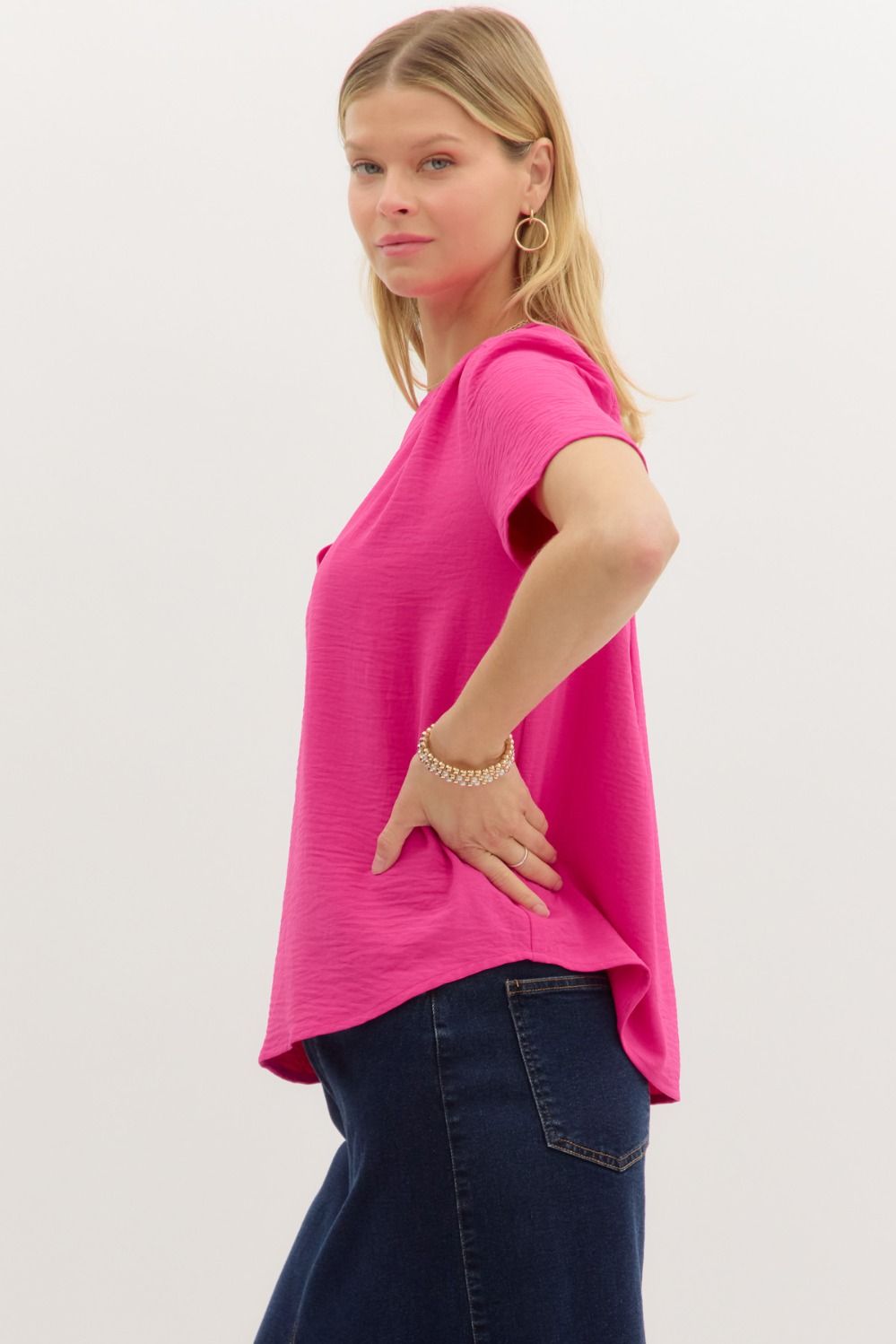 Erica V-Neck Top Hot Pink