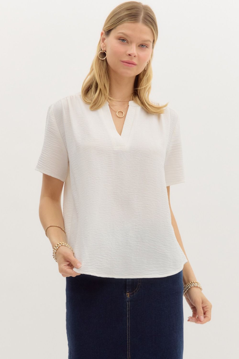 Erica V-Neck Top Off White