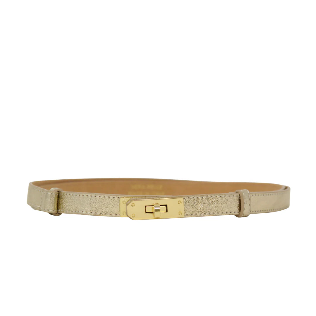 Genuine Italian Leather Adjustable Belt Gold