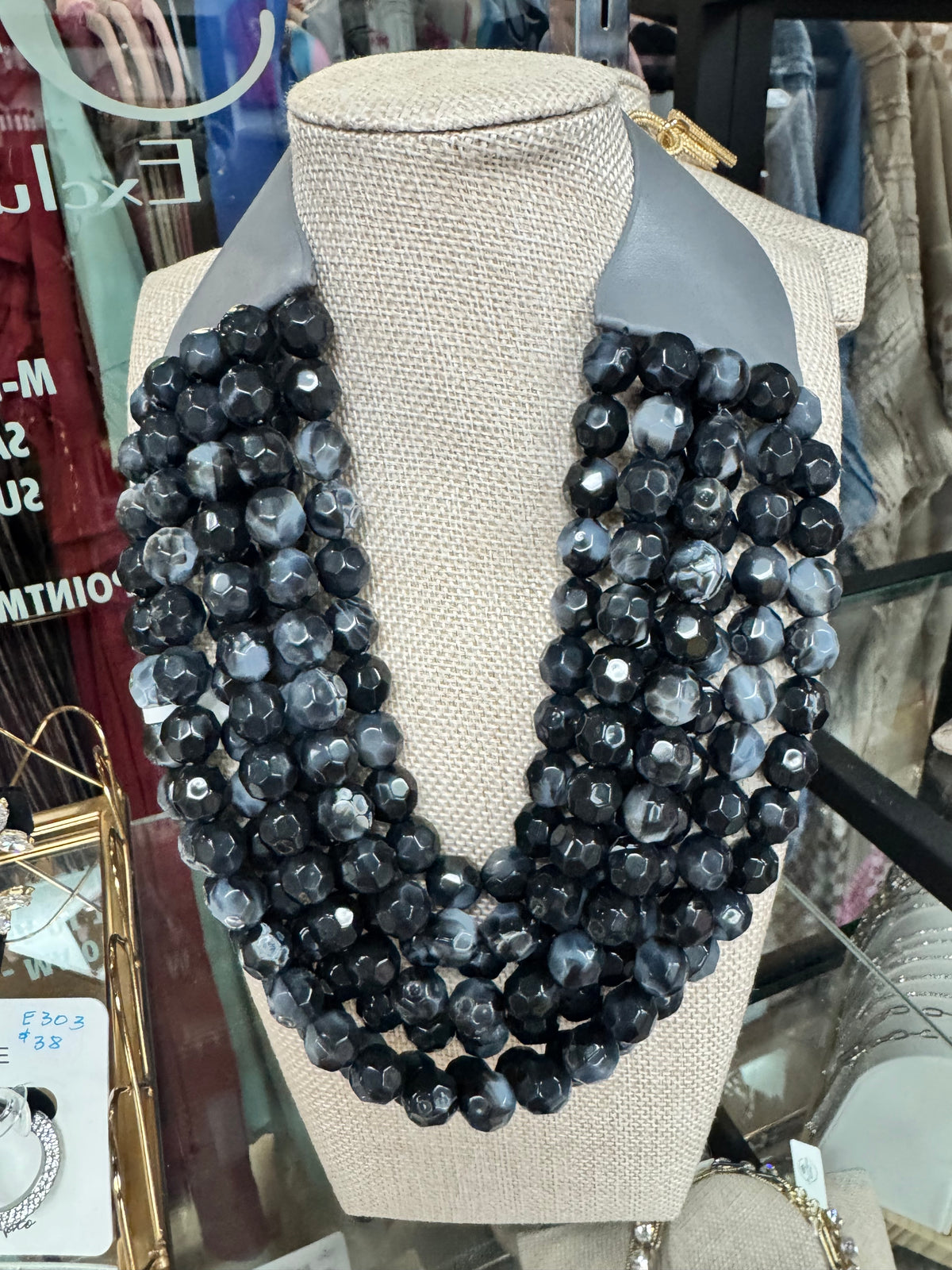 7 Strand Grey and Black Magnetic Necklace