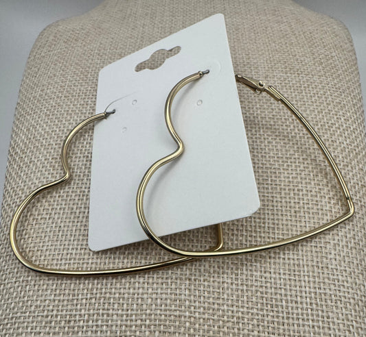Gold Heart Hoop Earrings