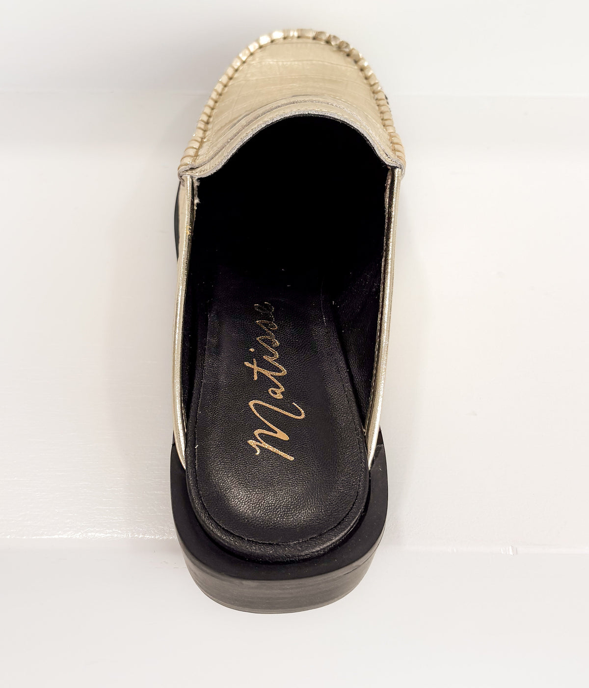 Tasha Loafer Mule in Gold